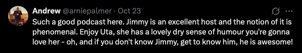 Listener comment from Andrew